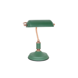 Bankers Table Lamp Green & Copper E27x1